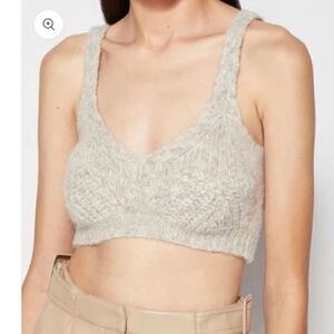 NWT Jonathan SIMKHAI Elsa Faux Fur Bralette Cream Oatmeal Melange Small